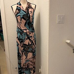 Tori Richard Blue and Pink Maxi Dress, Small